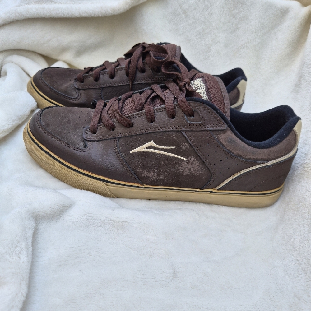 Vtg Lakai Select Marc Johnson MJ Signature Skate Shoes - Brown Leather Men's 11